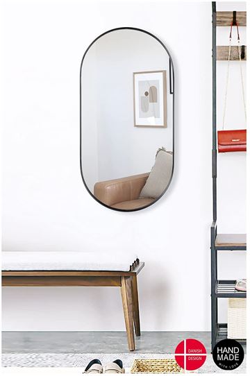 Spiegel Oval mit Schwarz Metallrahmen [H 100* B 50* T 5cm]